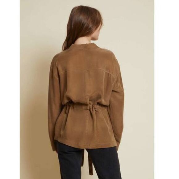 NATION LTD Coda Belted Safari Shirt Size Small Top Bark Brown Fall Relaxed - Picture 5 of 11